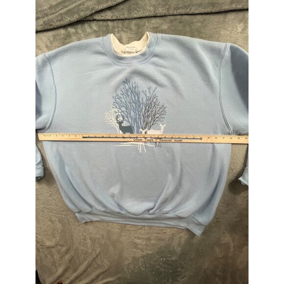 Top Stitch Morning Sun Womens 3XL Blue Sweatshirt Deer Print Winter Design VTG - Picture 5 of 10